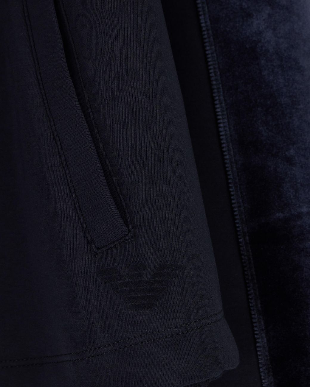 Emporio Armani Blue Double Jersey Blouson With Chenille Tape Travel Essential