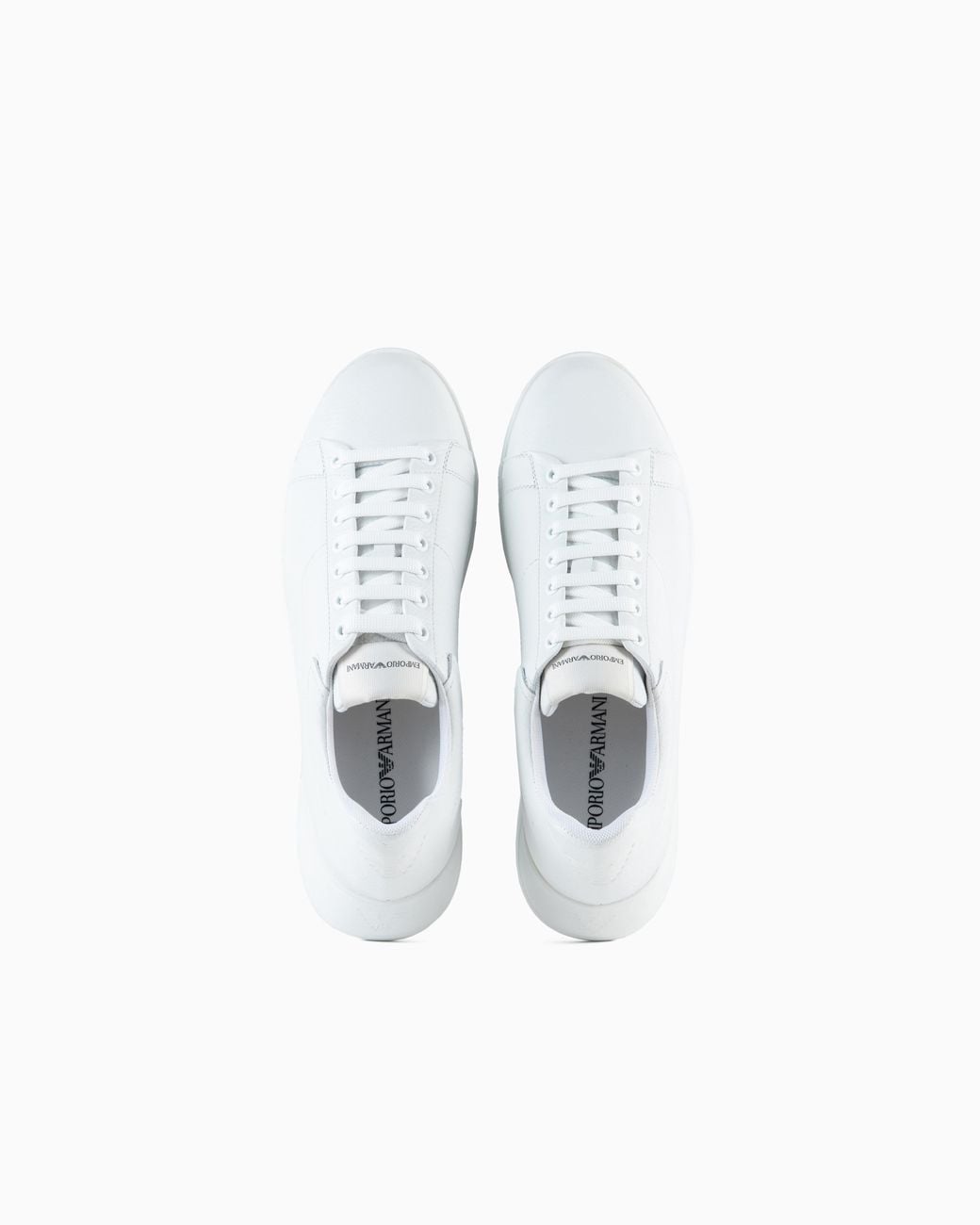 Emporio Armani White Tumbled Leather Sneakers With Knurled Soles for men