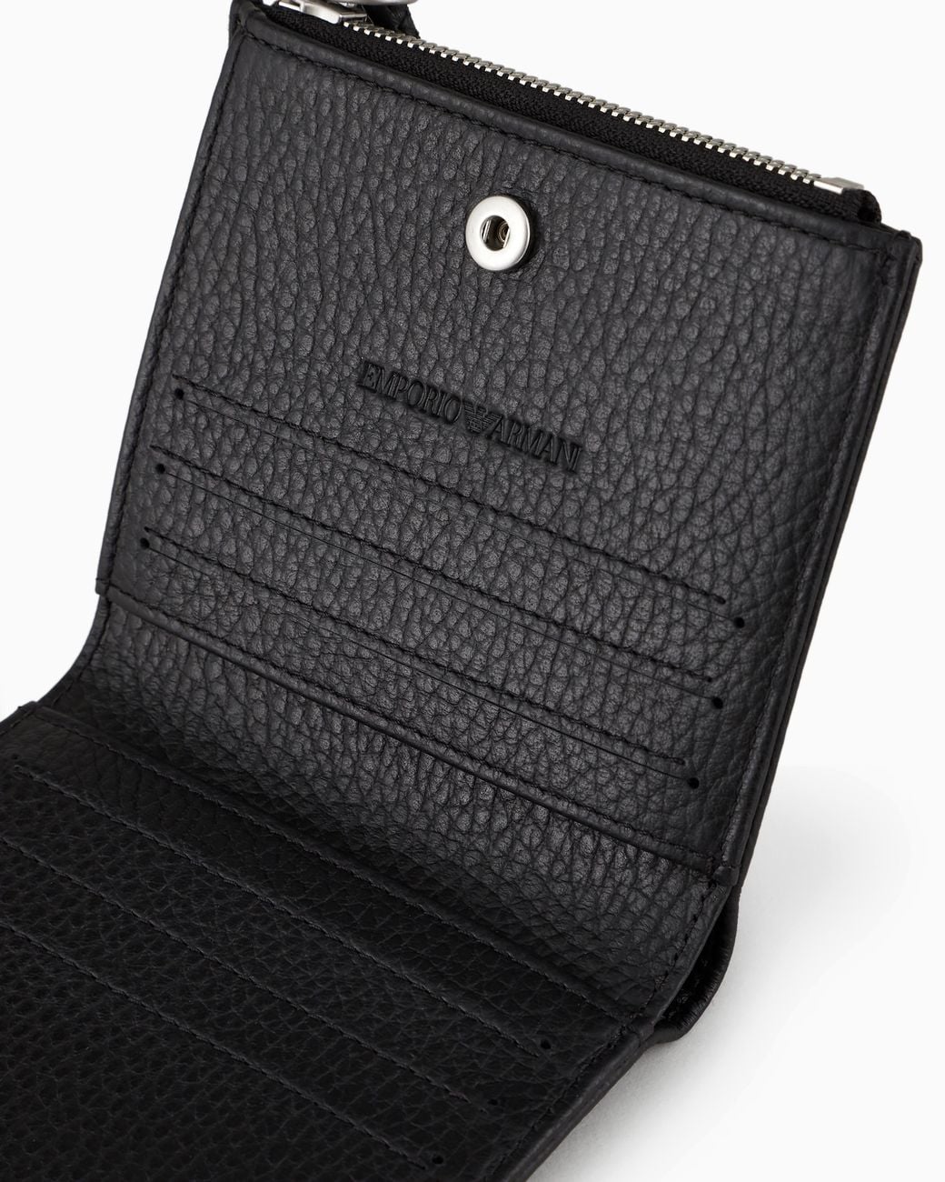Emporio Armani Black Zipped, Tumbled-Leather Card Holder for men