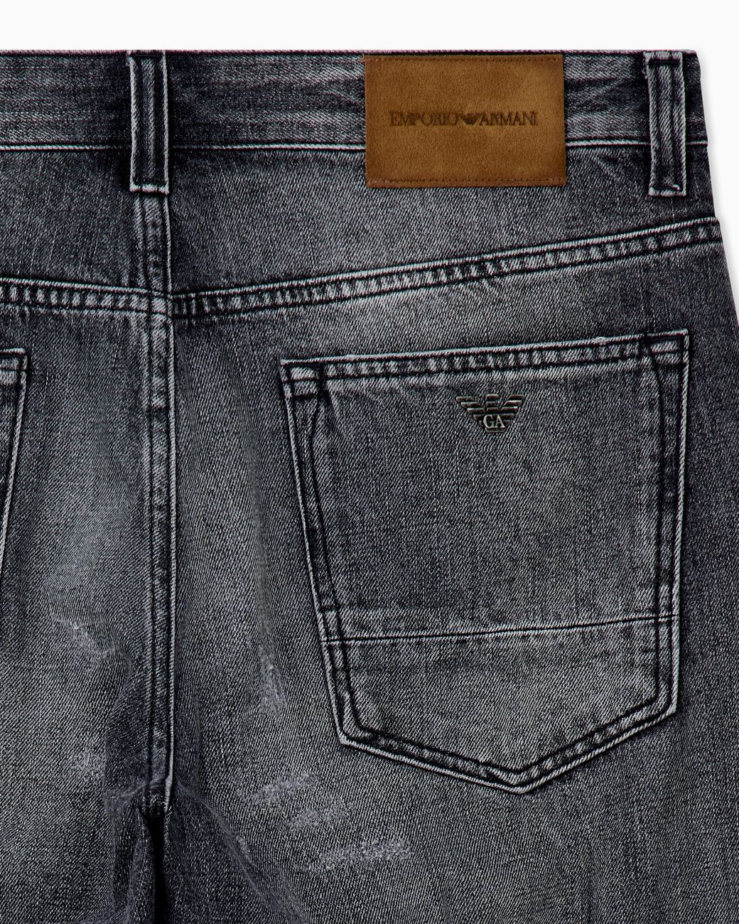 Emporio Armani Gray Five-Pocket Distressed Jeans With A Relaxed Straight Fit for men