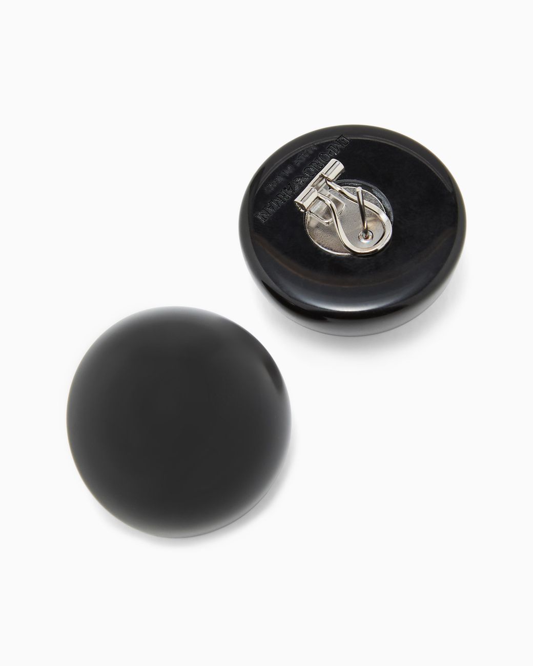 Emporio Armani Black Mother-Of-Pearl Effect Half-Sphere Earrings