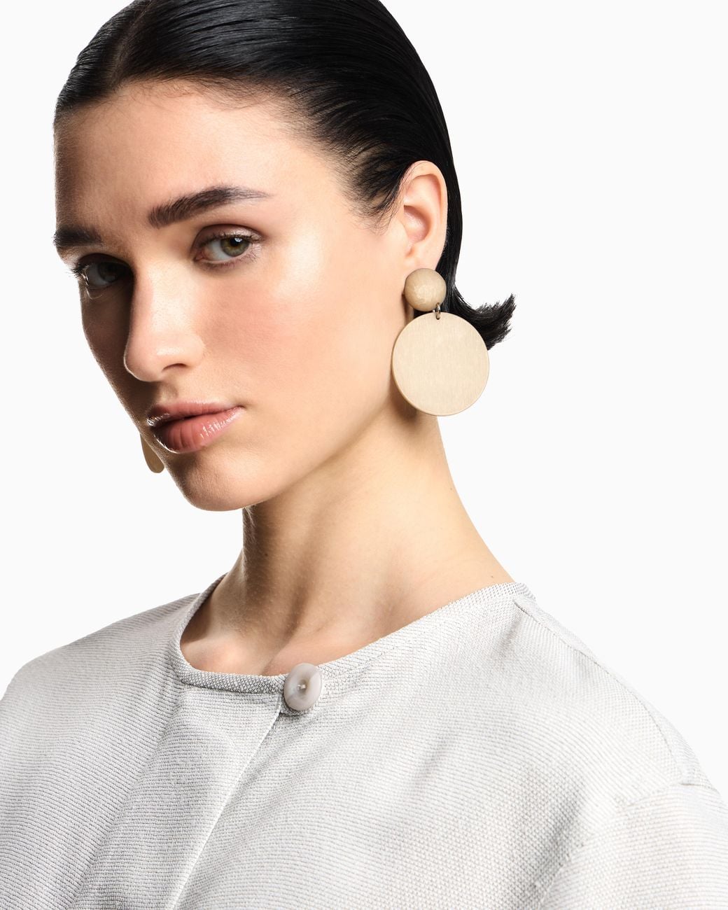 Emporio Armani White Round Pendant Earrings