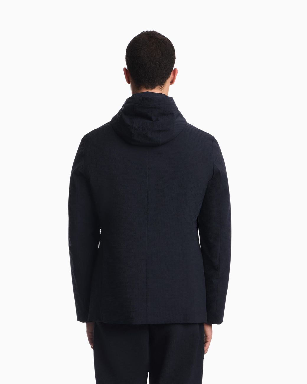 Emporio Armani Blue Regular Fit Seersucker Blazer for men