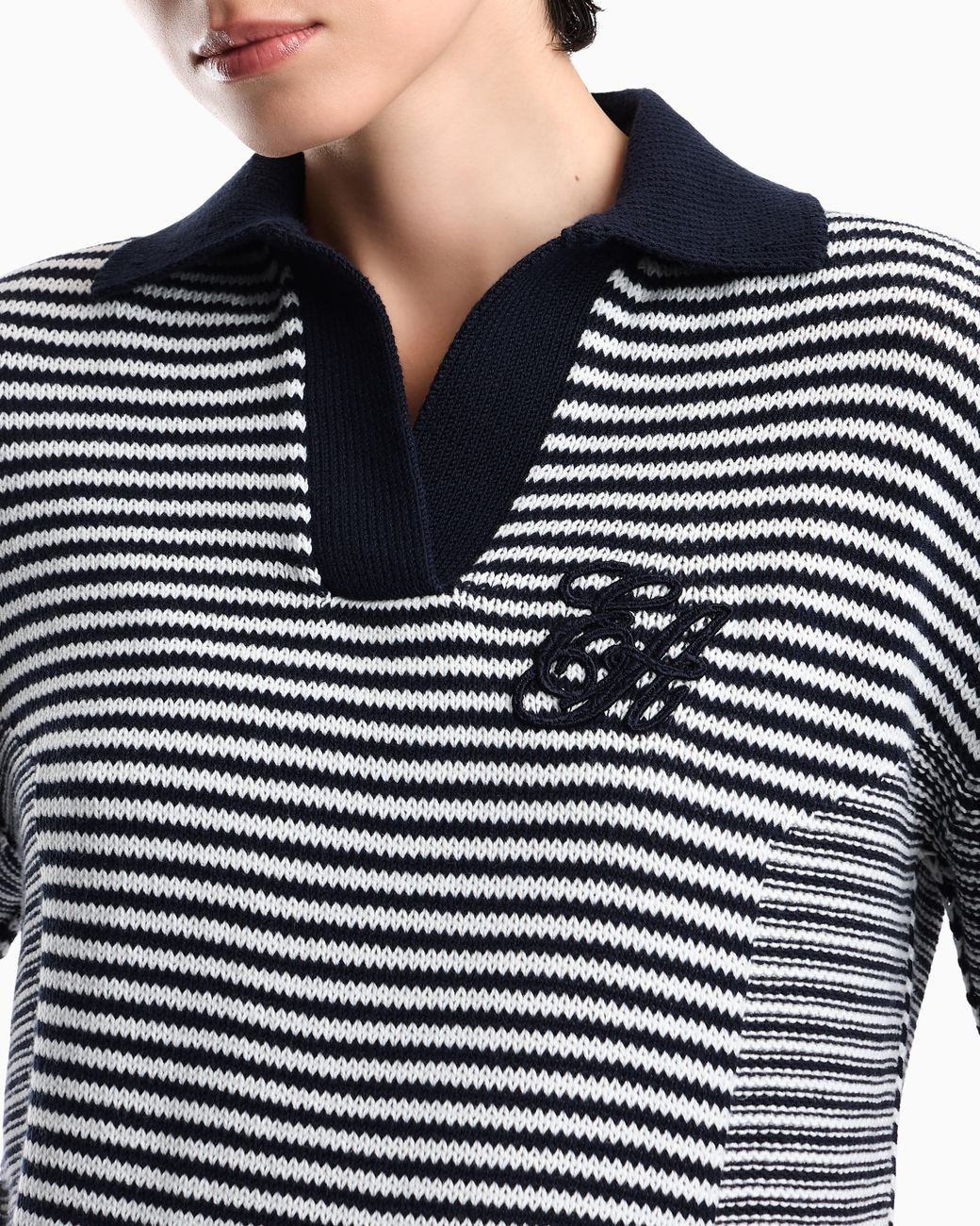 Emporio Armani Blue Striped Polo Collar Shirt Signature Capsule