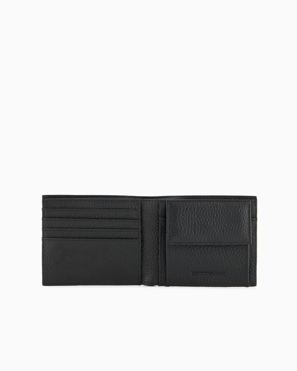 Emporio Armani Black Leather Coin-Pocket Wallet With All-Over Embossed Eagle for men