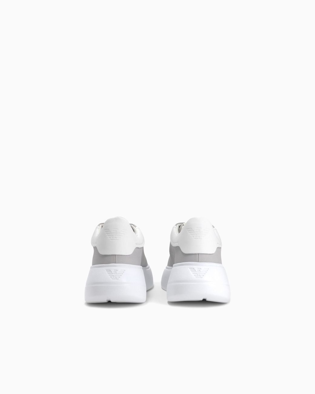 Emporio Armani White Smooth Leather Sneakers Icon With A Thick Textured Sole