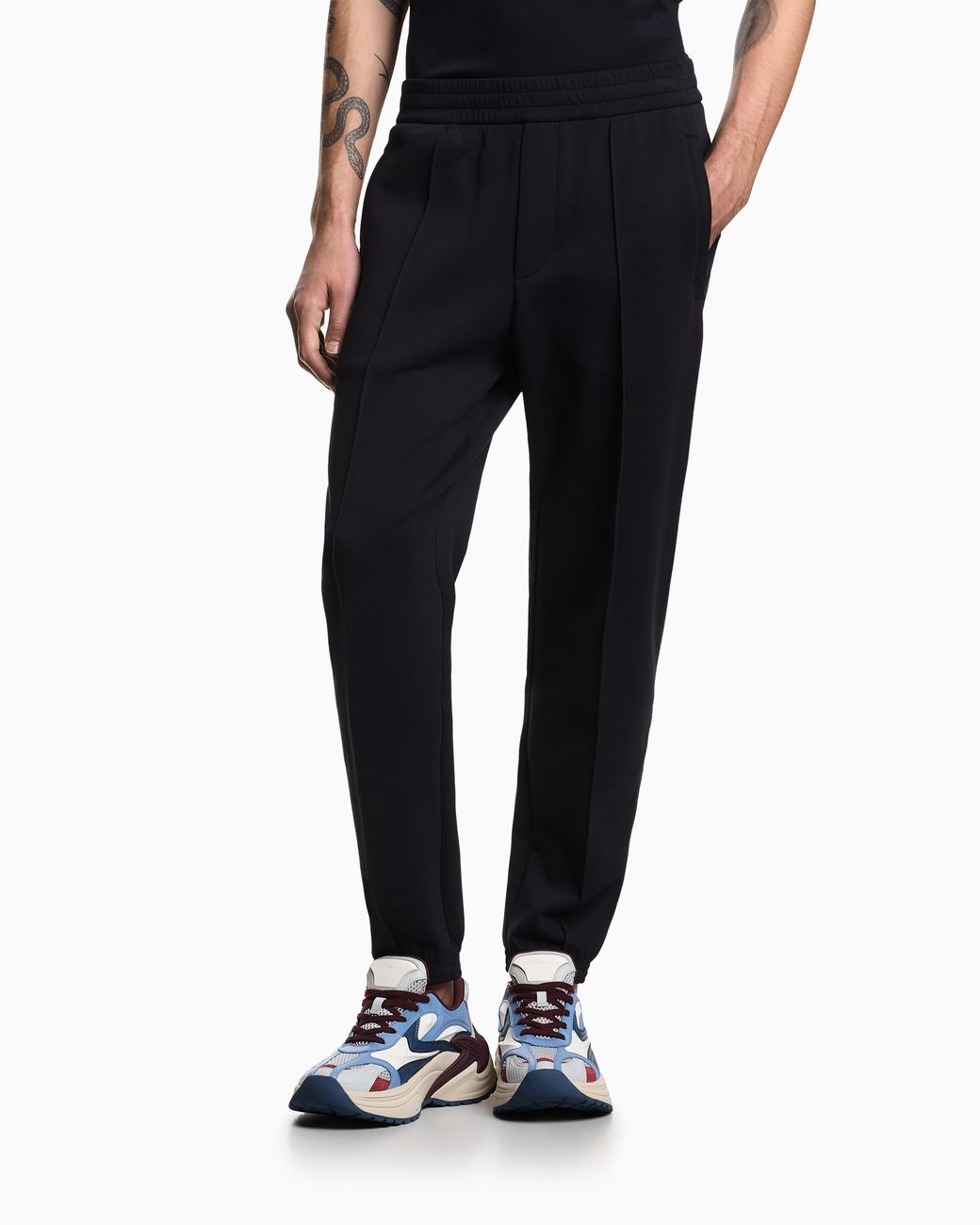 Emporio Armani Blue Double Jersey Joggers With Side Zip Pockets Essential for men