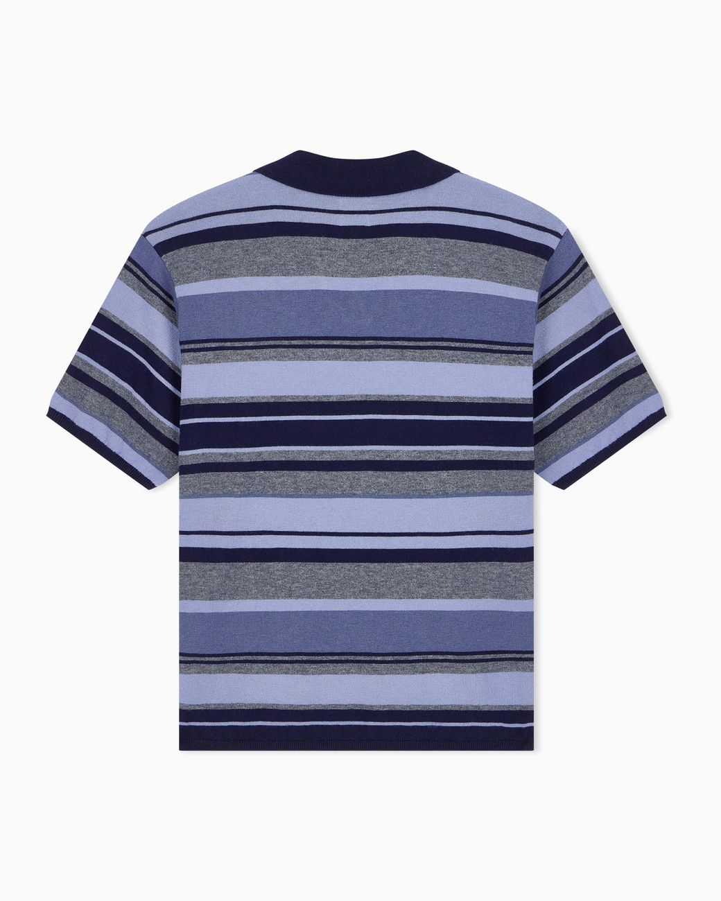 Emporio Armani Blue Boteh Capsule Collection Striped Wool Polo-Collar Jumper for men