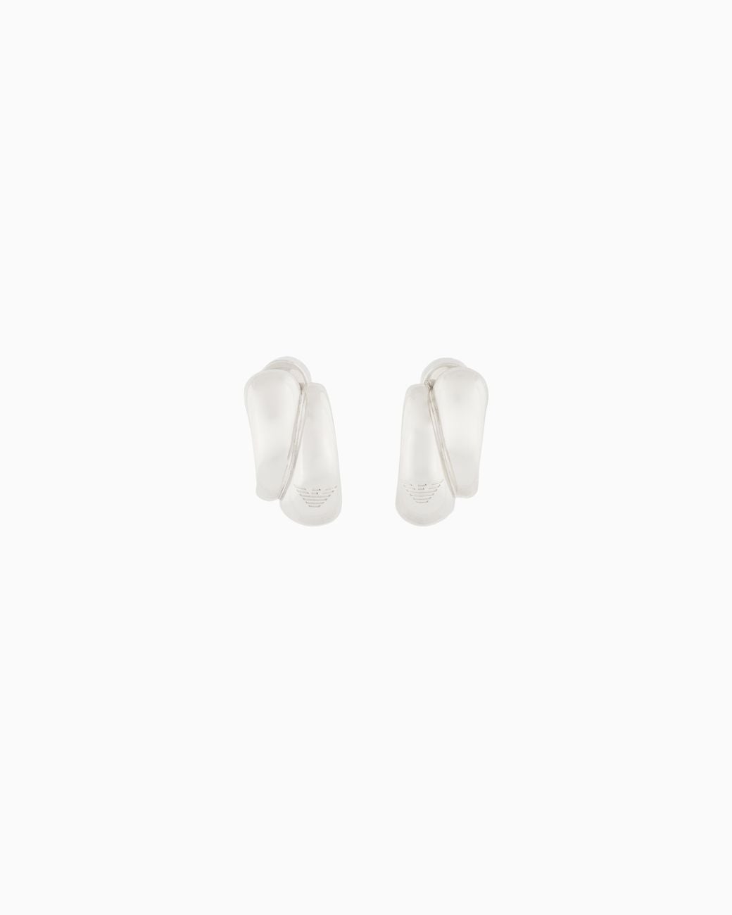 Emporio Armani White Tone Brass Hoop Earrings