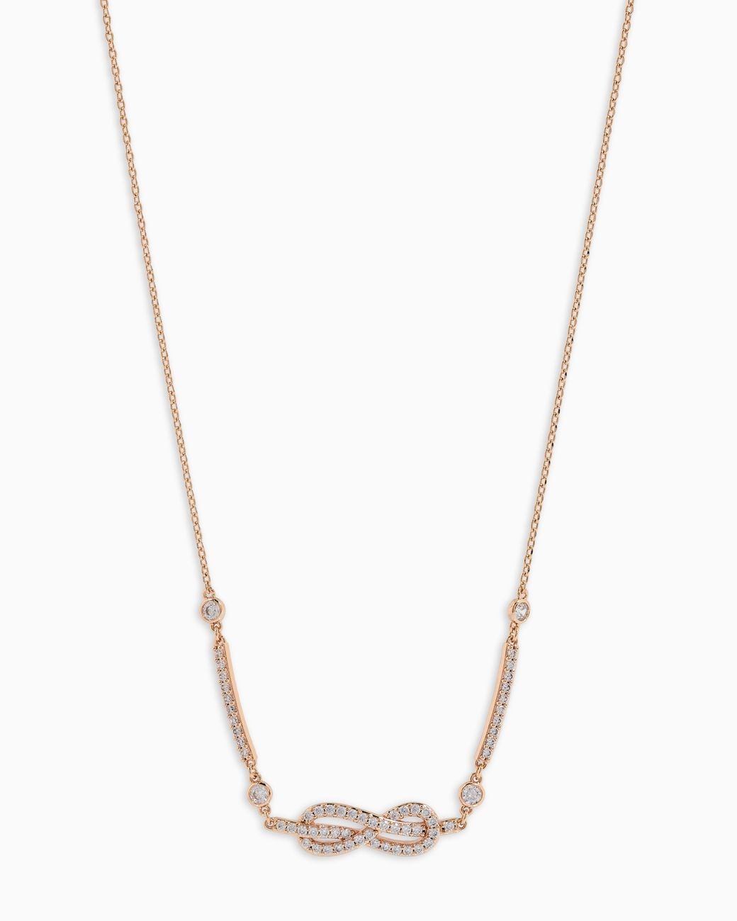 Emporio Armani White Rose-Tone Brass Station Necklace
