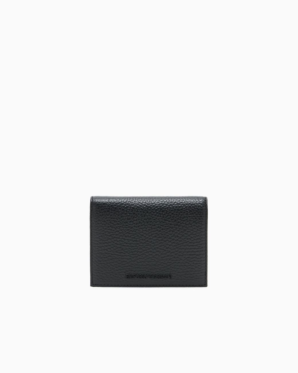 Emporio Armani Black Tumbled Leather Compact Wallet for men