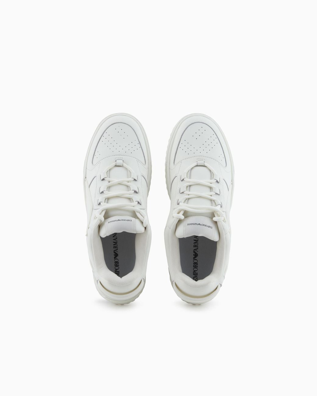 Emporio Armani White Leather Sneakers With Oversized Ea Patch for men