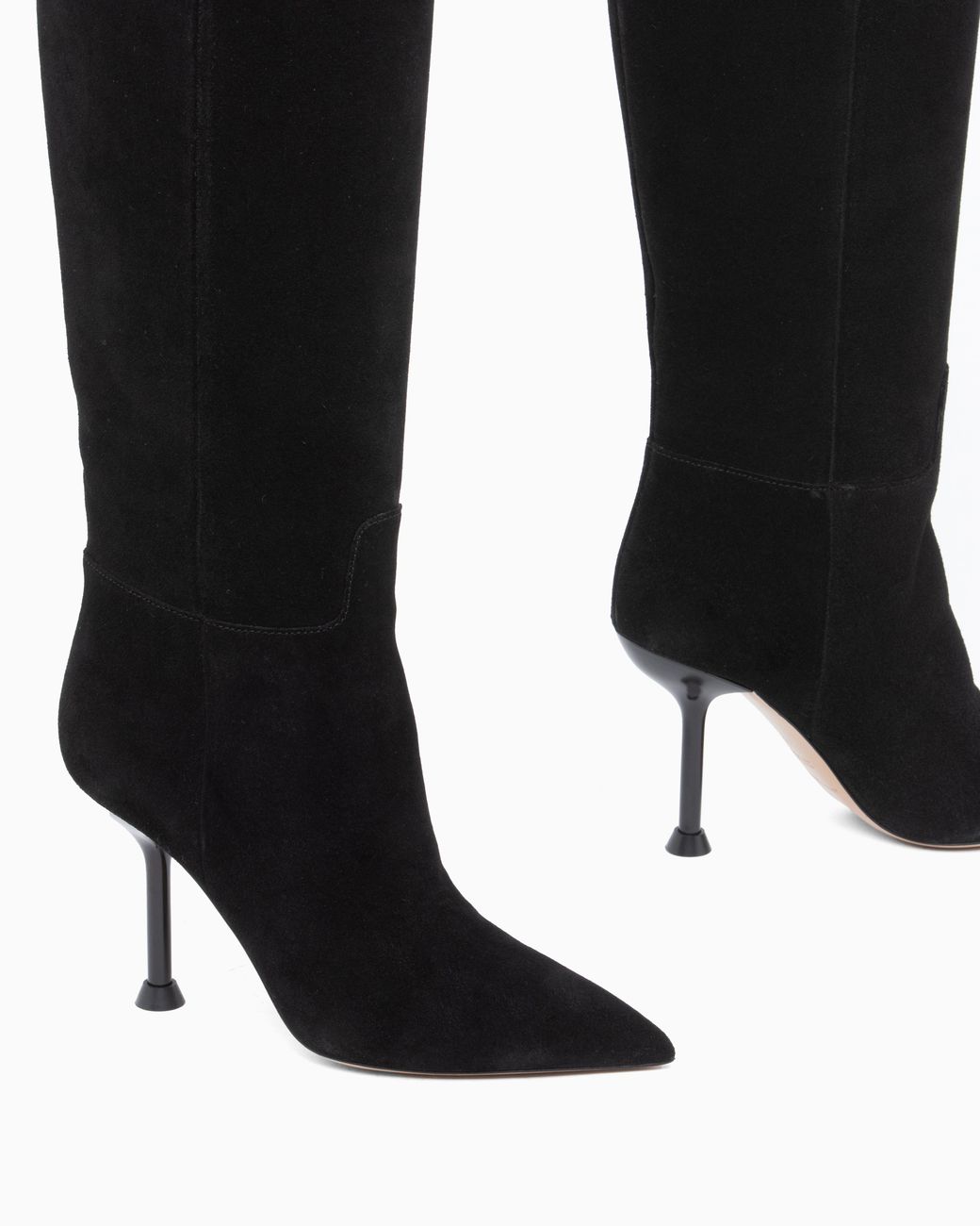 Emporio Armani Black Suede Heeled Boots Boteh Capsule