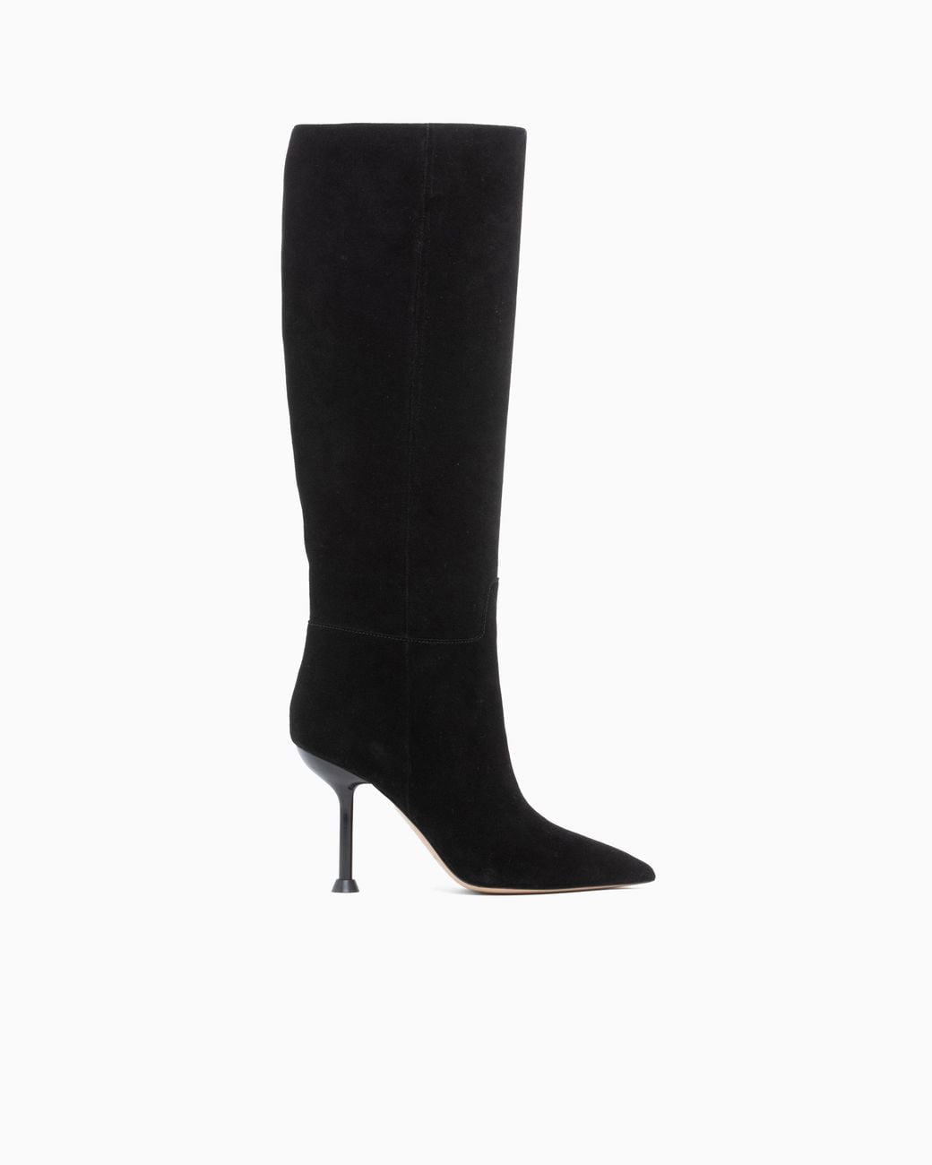 Emporio Armani Black Suede Heeled Boots Boteh Capsule