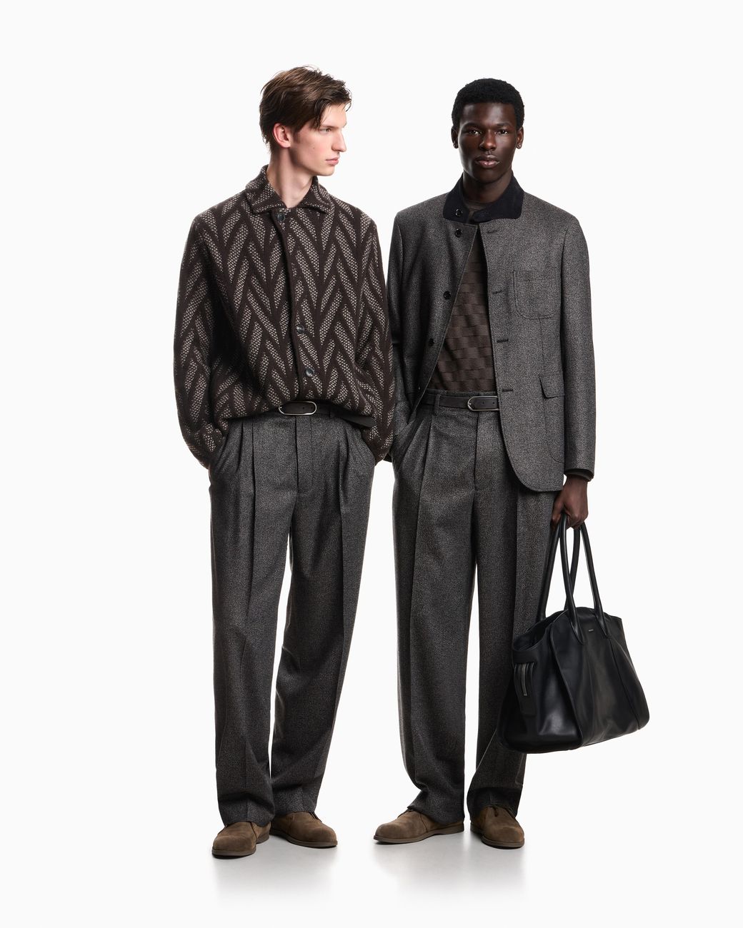 Emporio Armani Gray Single-Breasted Mouliné Wool-Blend Jacket Signature Capsule for men
