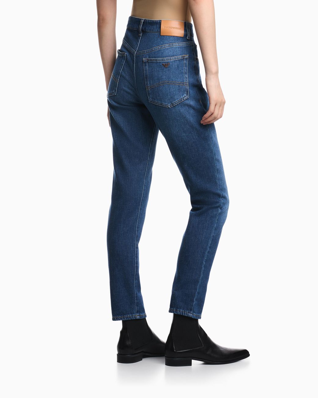 Emporio Armani Blue Slim-Fit Denim Jeans With Five Pockets And A Used Look