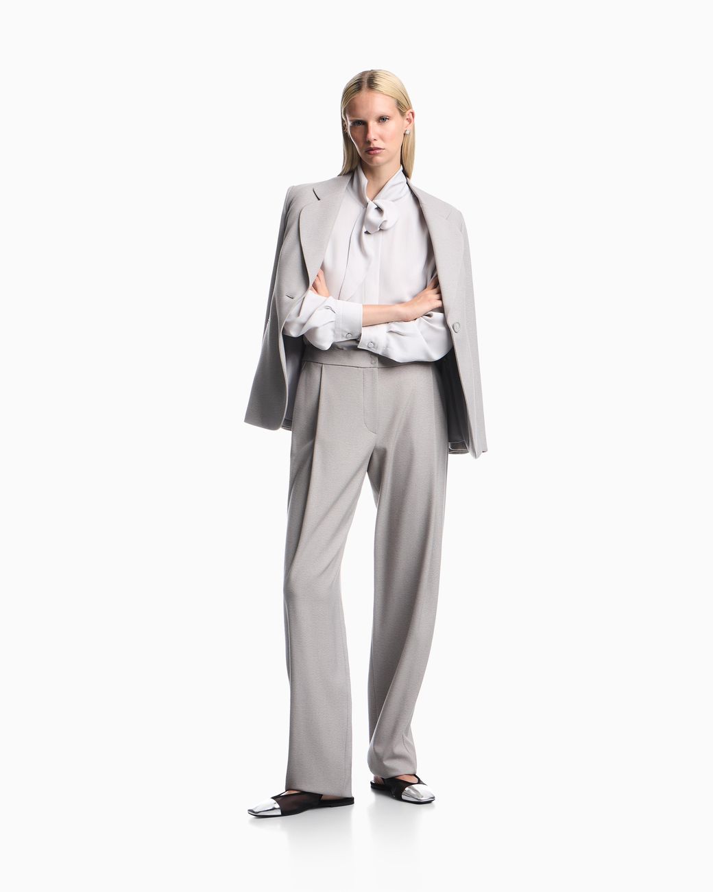 Emporio Armani Gray Tailored Pleated Trousers