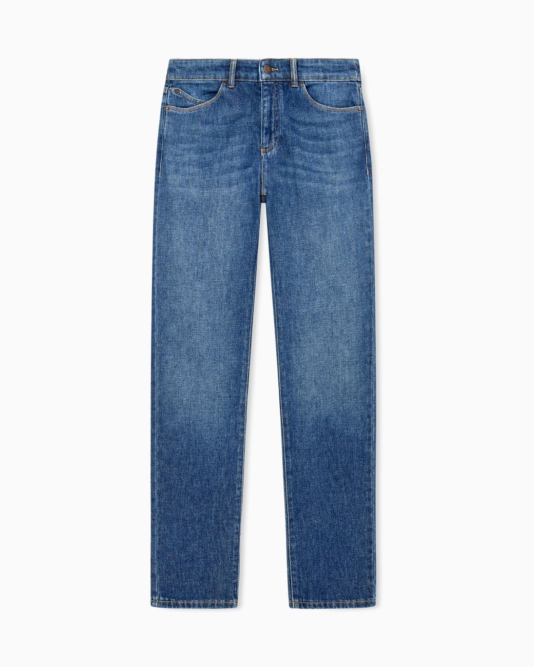 Emporio Armani Blue Slim-Fit Five-Pocket Comfort Denim Jeans With A Used Look