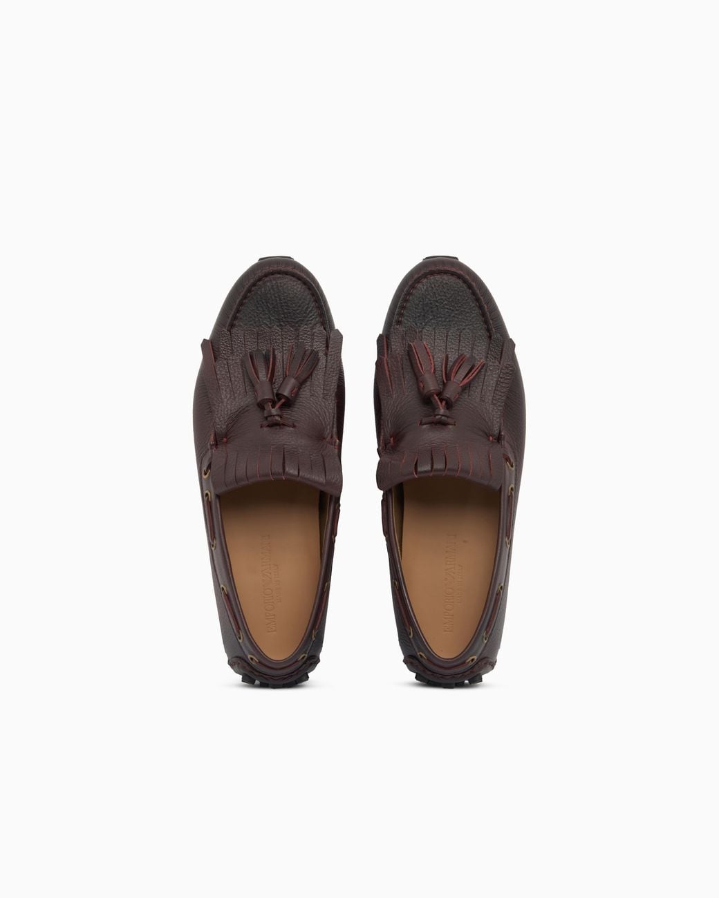Emporio Armani White Printed Leather Loafers With Tassels And A Rubber Sole for men