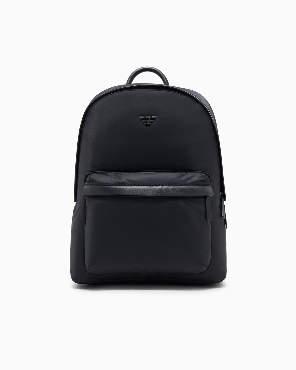 Emporio Armani Black Recycled Nylon Backpack With Zip And Leather Details for men