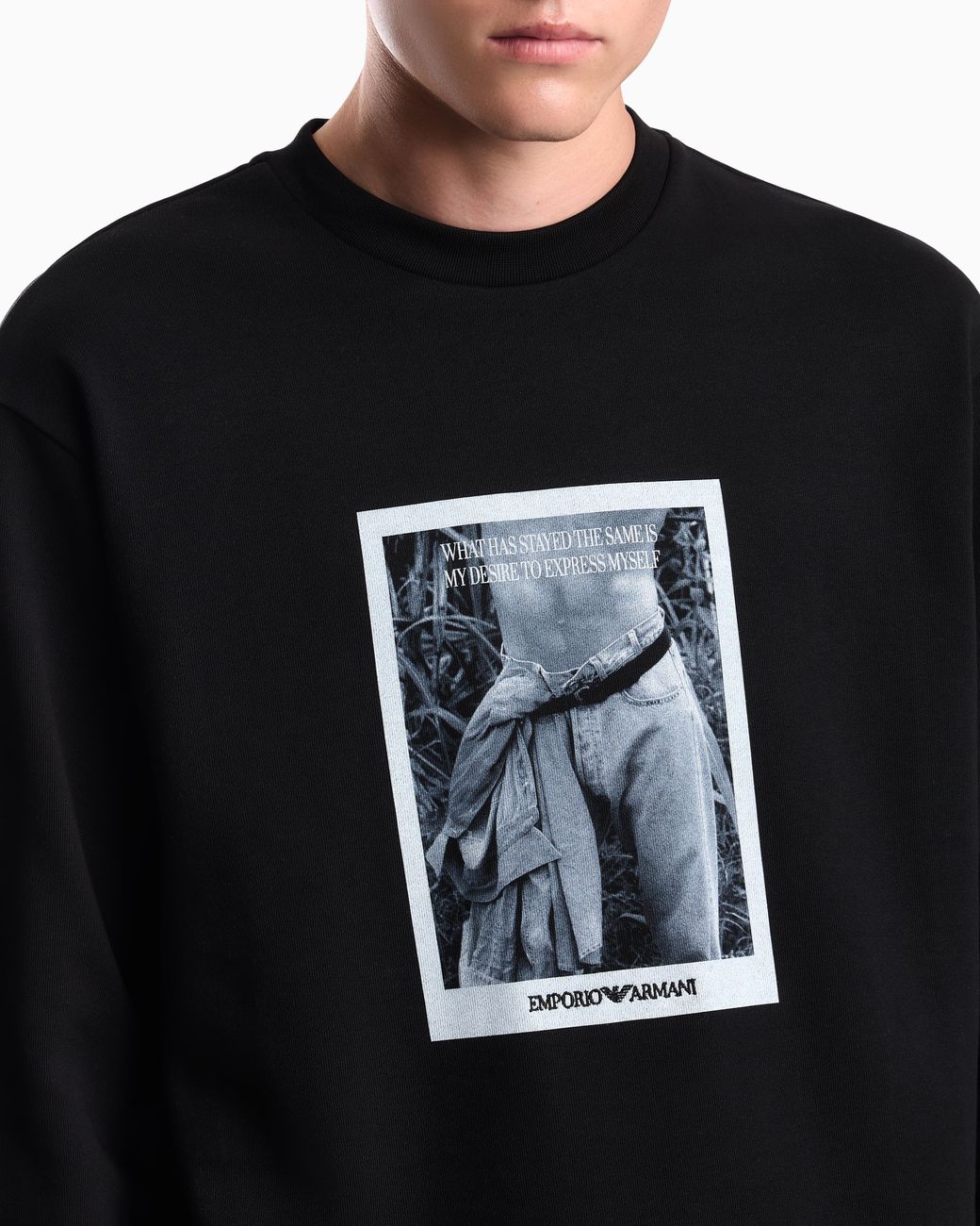 Emporio Armani Black Photographic-Print Jersey Sweatshirt Signature Capsule for men