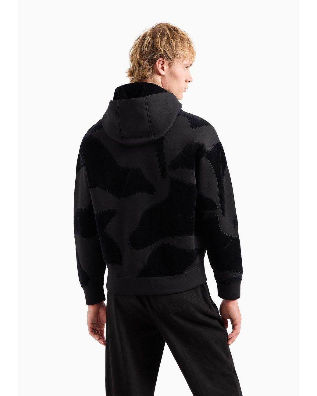 Emporio Armani Oversized Sweatshirt With Zip And Hood In Modal With Matching Chenille Camouflage in Black for Men Lyst UK