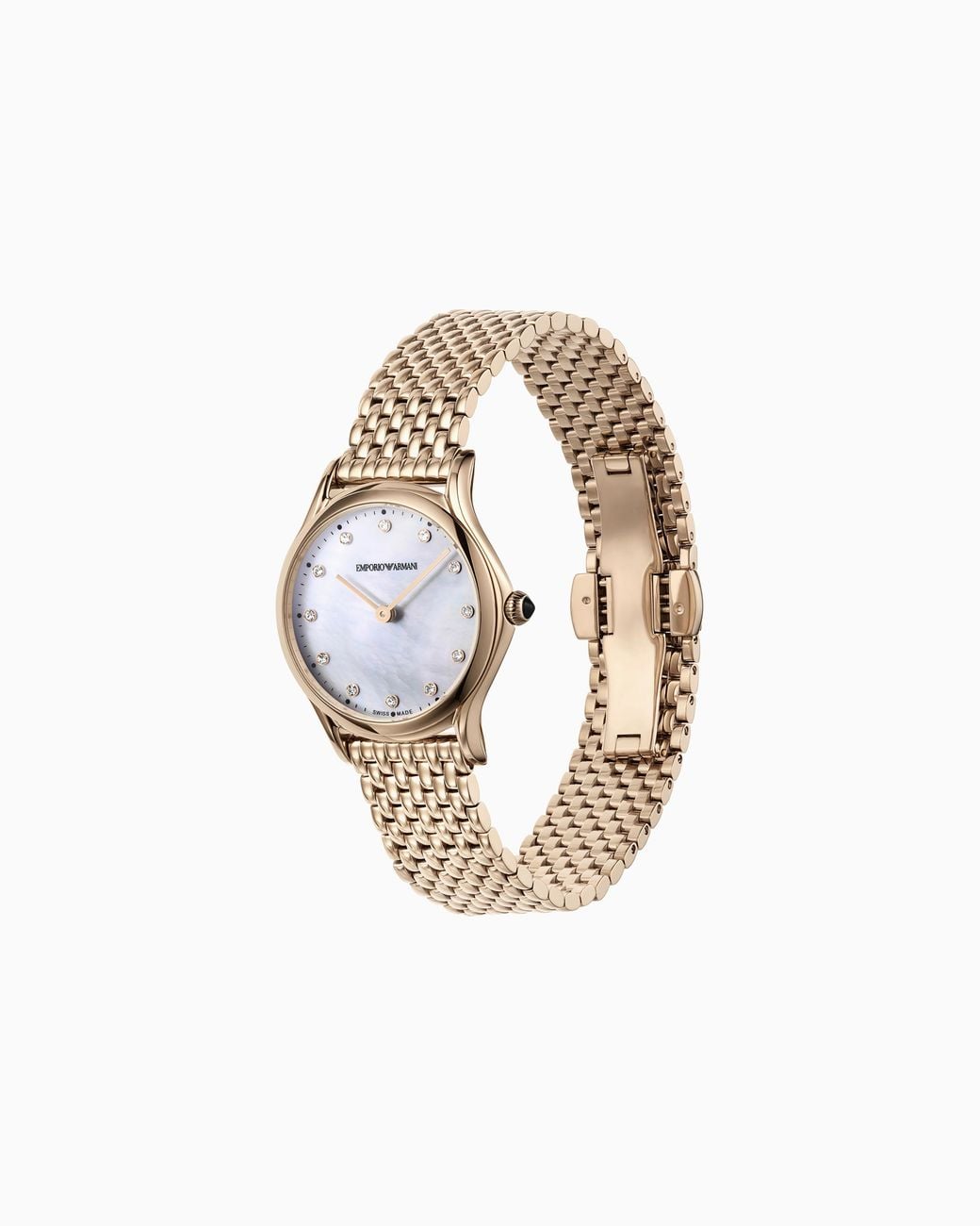 Emporio Armani White Swiss Two-Hand Pale Stainless Steel Watch