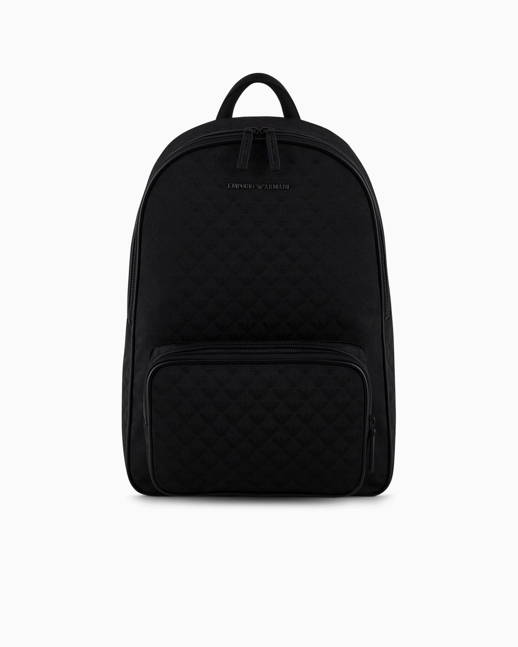 Emporio Armani Black Jacquard Backpack With Logo And Front Pocket Essential for men