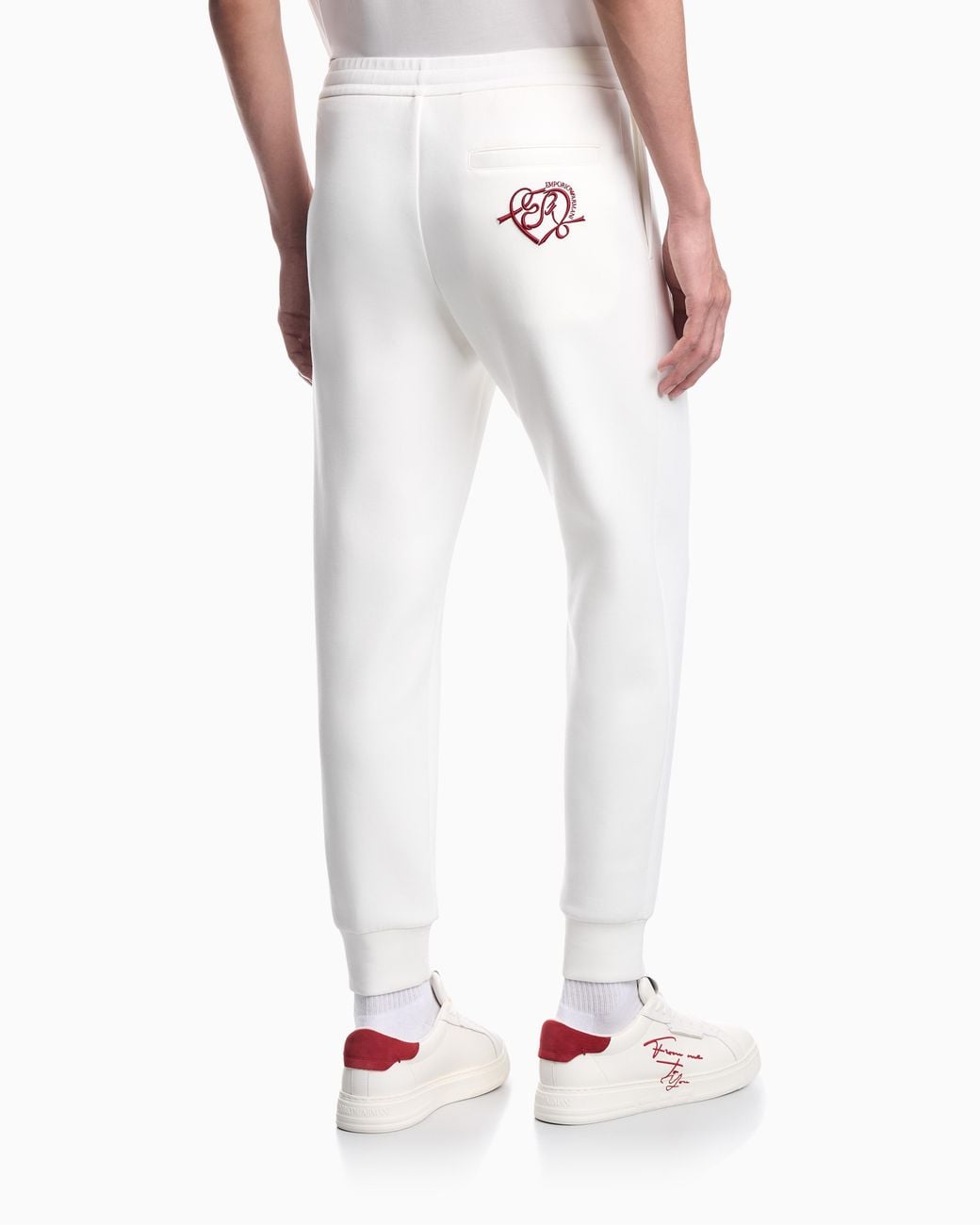 Emporio Armani White Double Jersey Jogger Trousers Valentine's Day Capsule for men