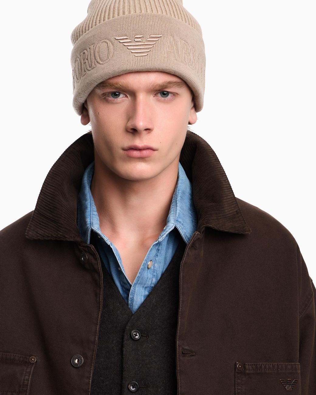 Emporio Armani Red Beanie Hat for men