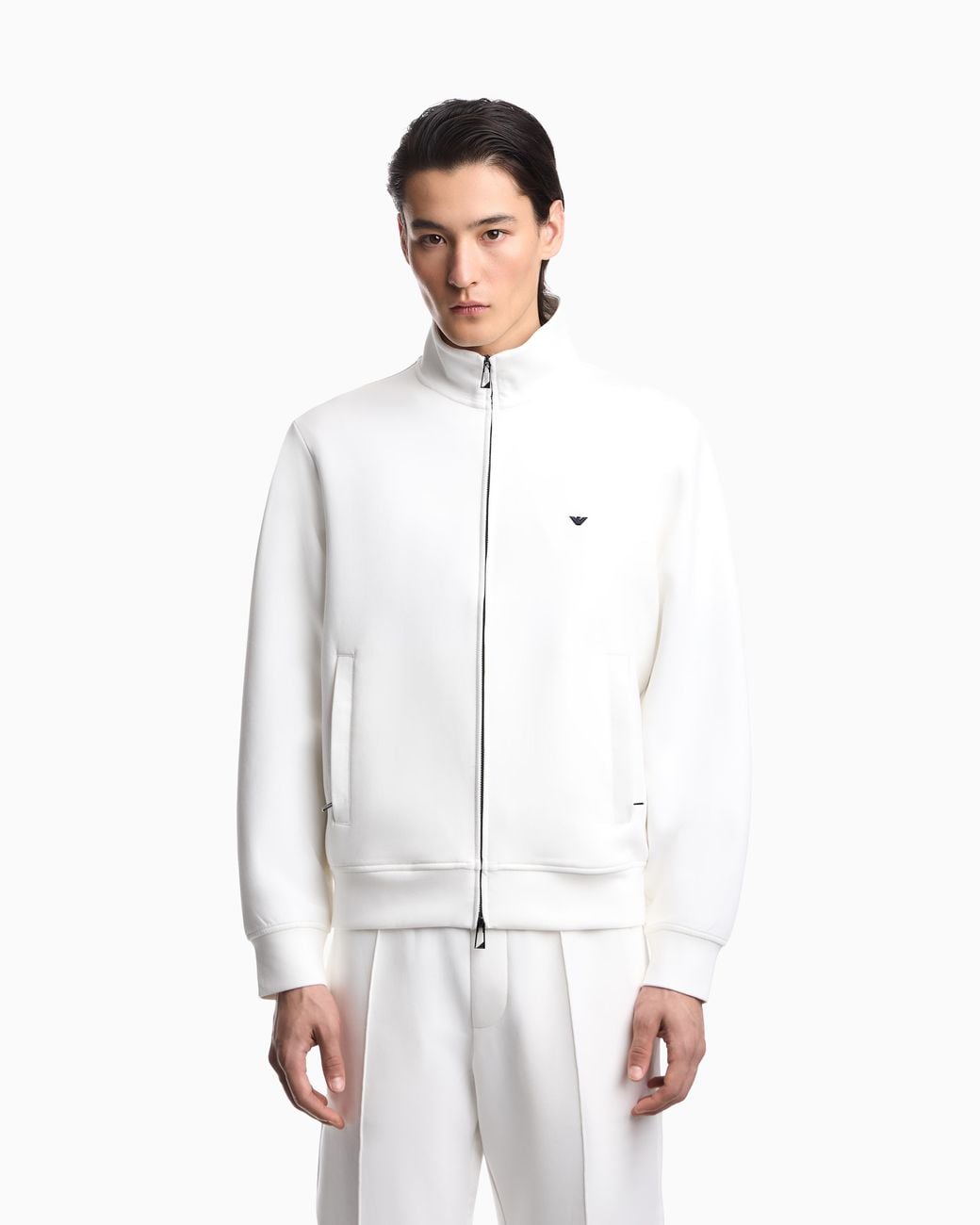 Emporio Armani White Full-Zip Sweatshirt for men