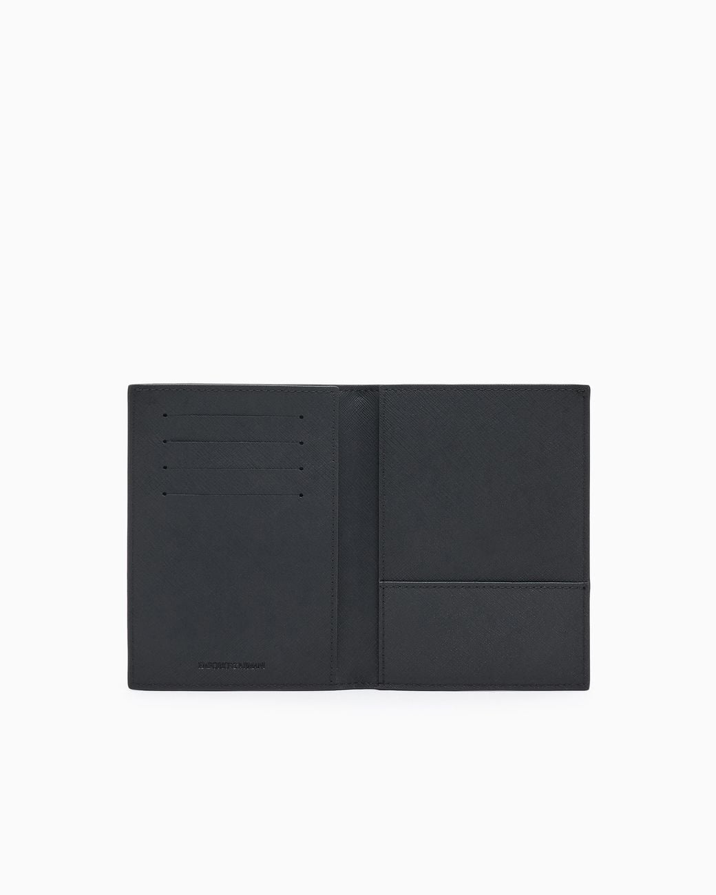 Emporio Armani Black Saffiano Leather Passport Holder With Eagle Plate for men