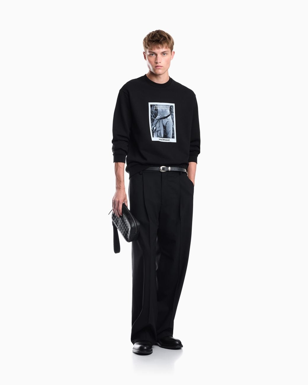 Emporio Armani Black Photographic-Print Jersey Sweatshirt Signature Capsule for men