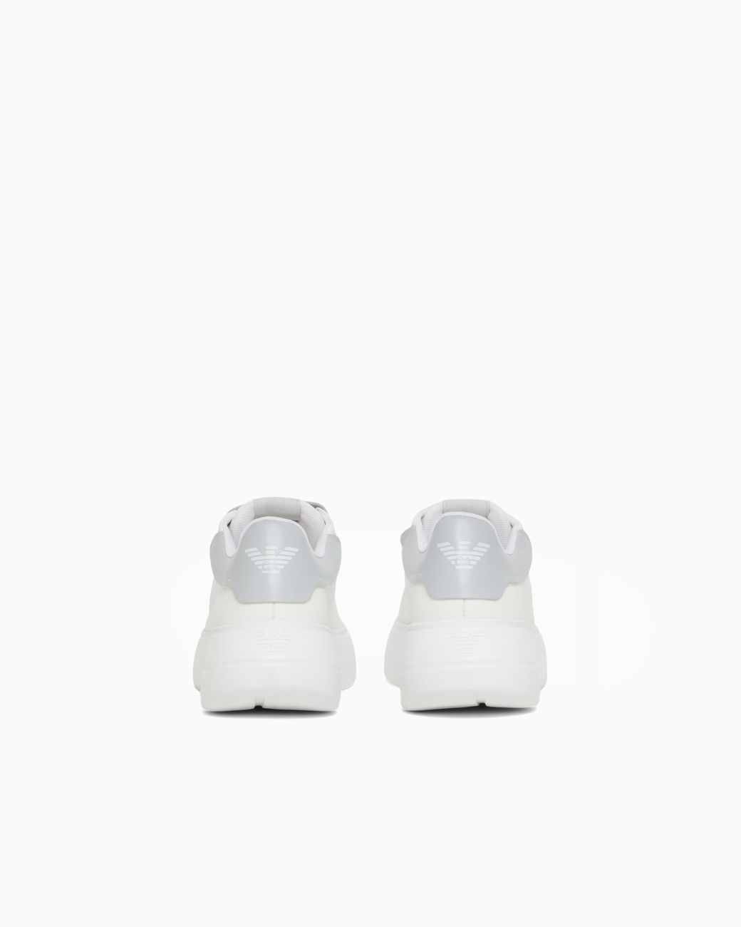 Emporio Armani White Smooth Leather Sneakers Icon With A Thick Textured Sole