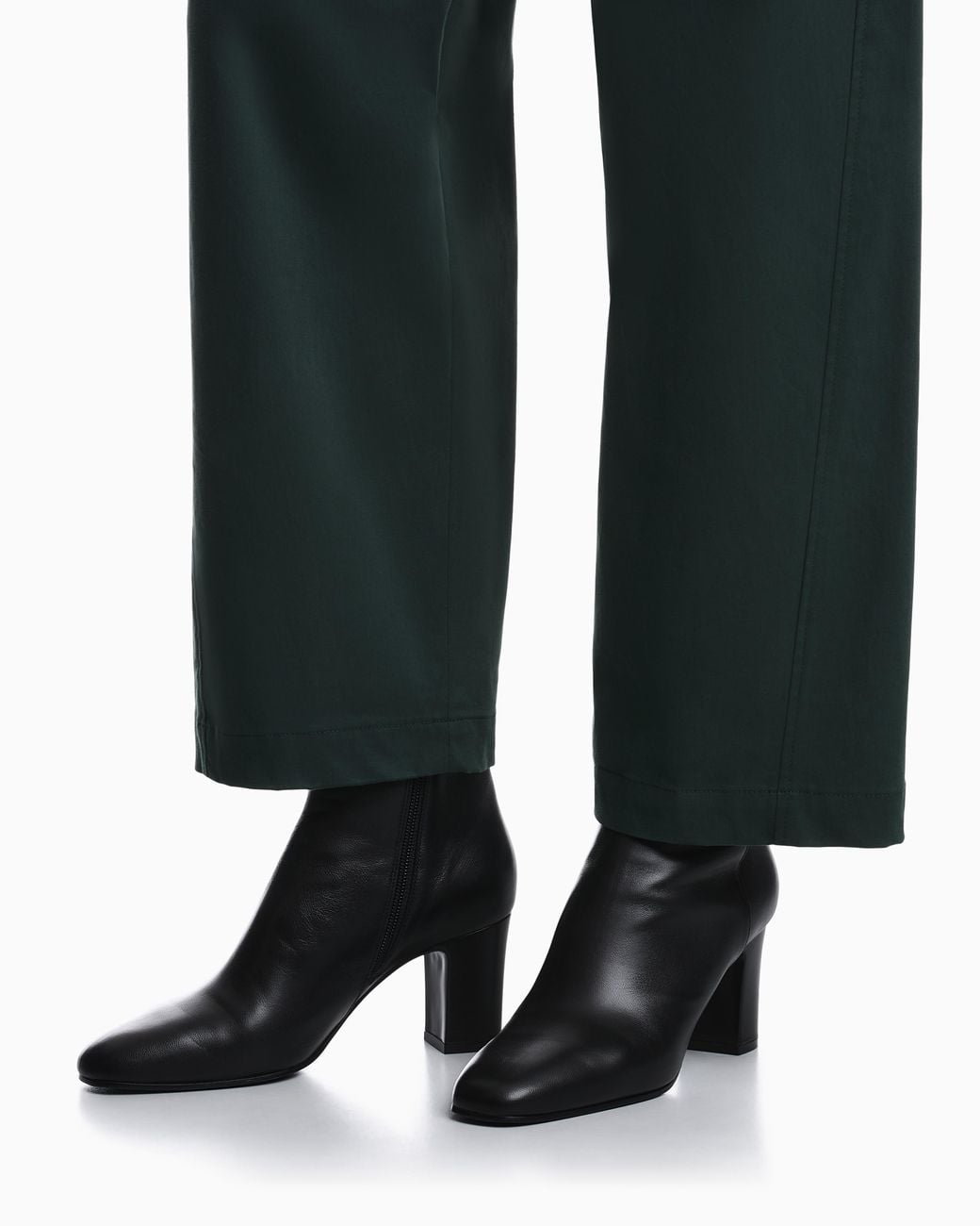 Emporio Armani Blue Nappa Leather Ankle Boots With A Block Heel And Buckle