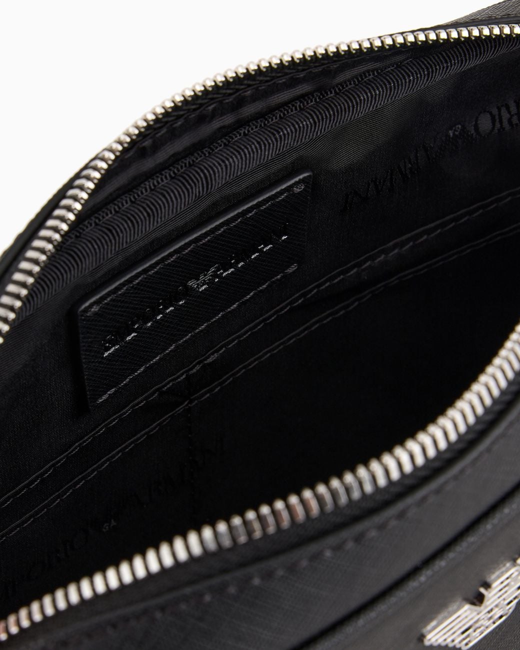 Emporio Armani Black Saffiano Leather Washbag With Eagle Plate for men
