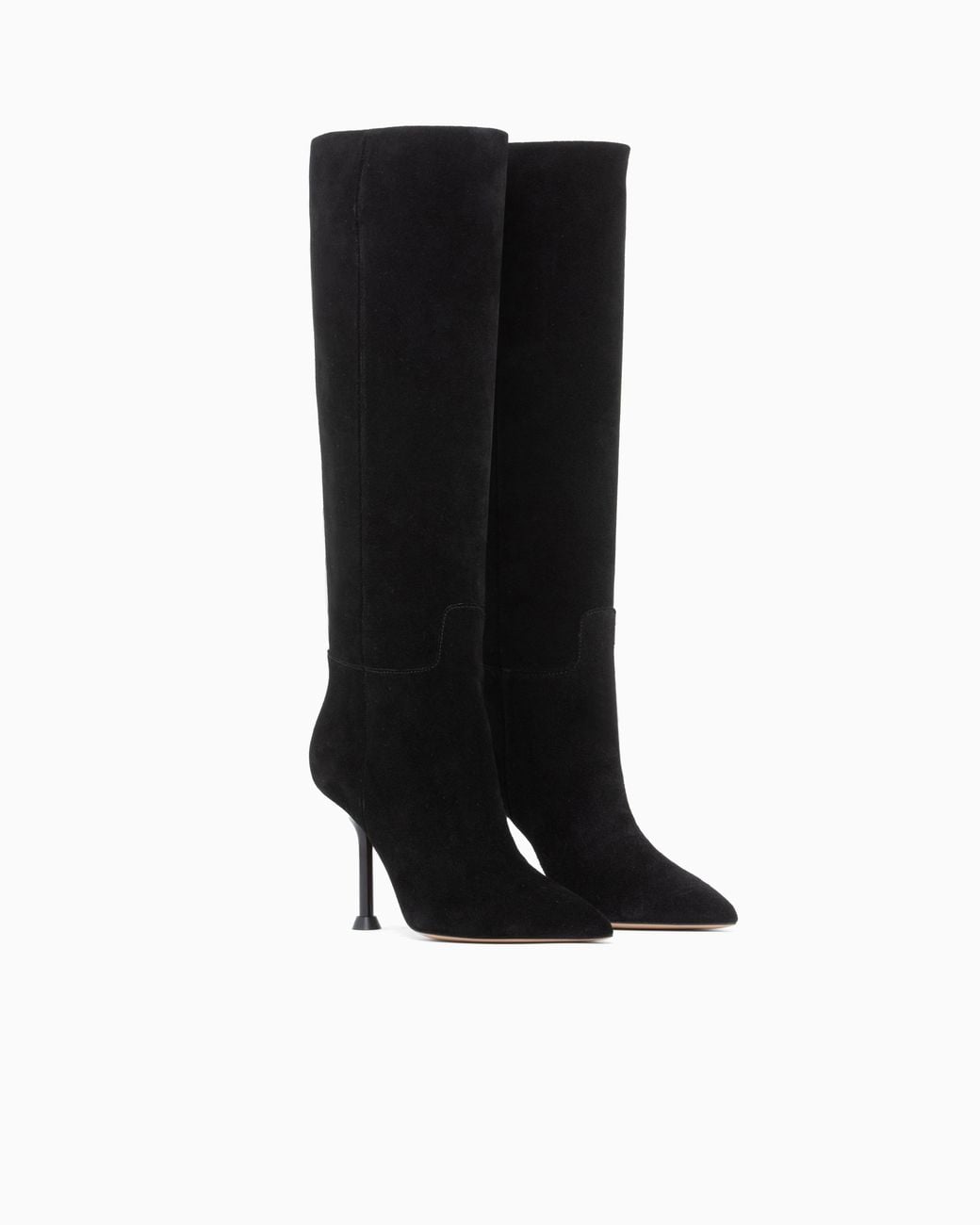 Emporio Armani Black Suede Heeled Boots Boteh Capsule