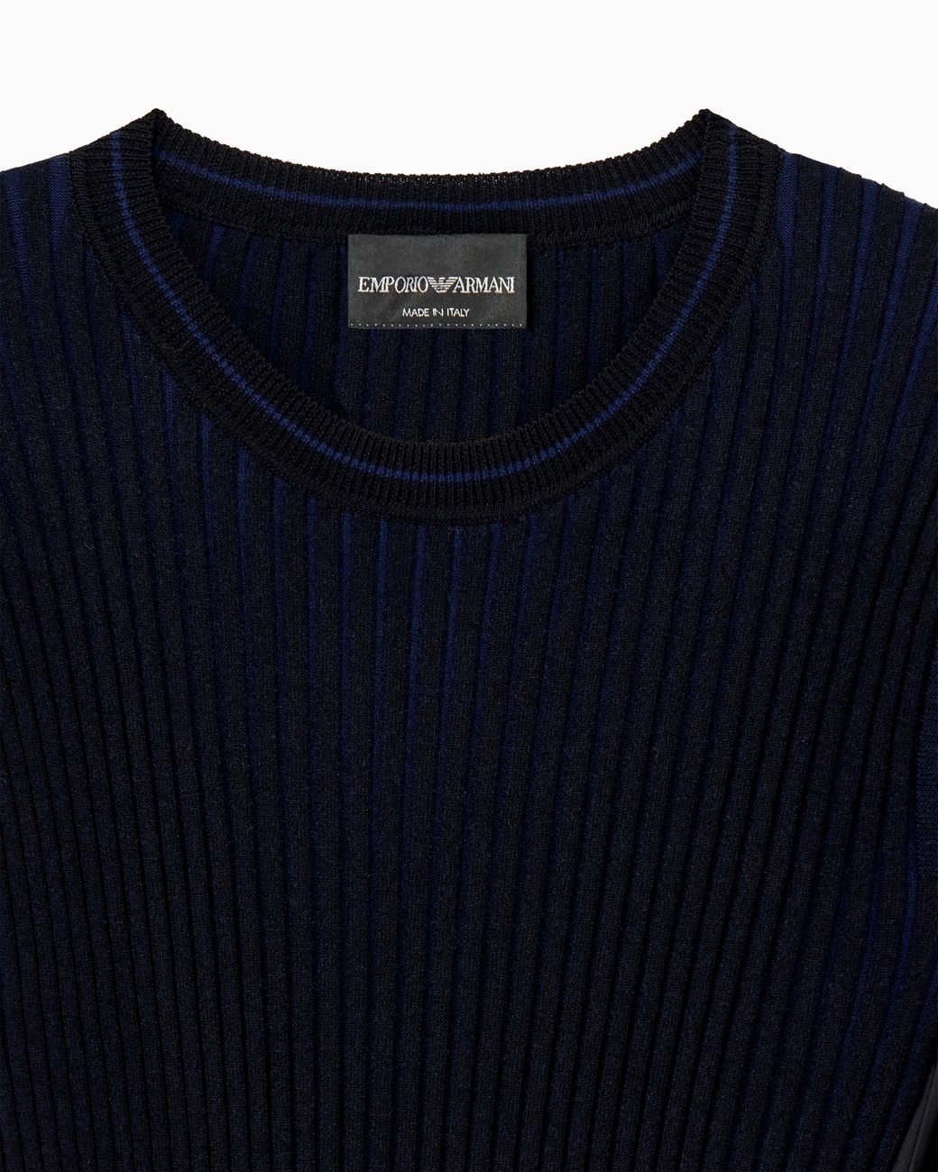Emporio Armani Black Knit Top With Asymmetrical And Sleeveless Ribbed Design And Pleated Panel