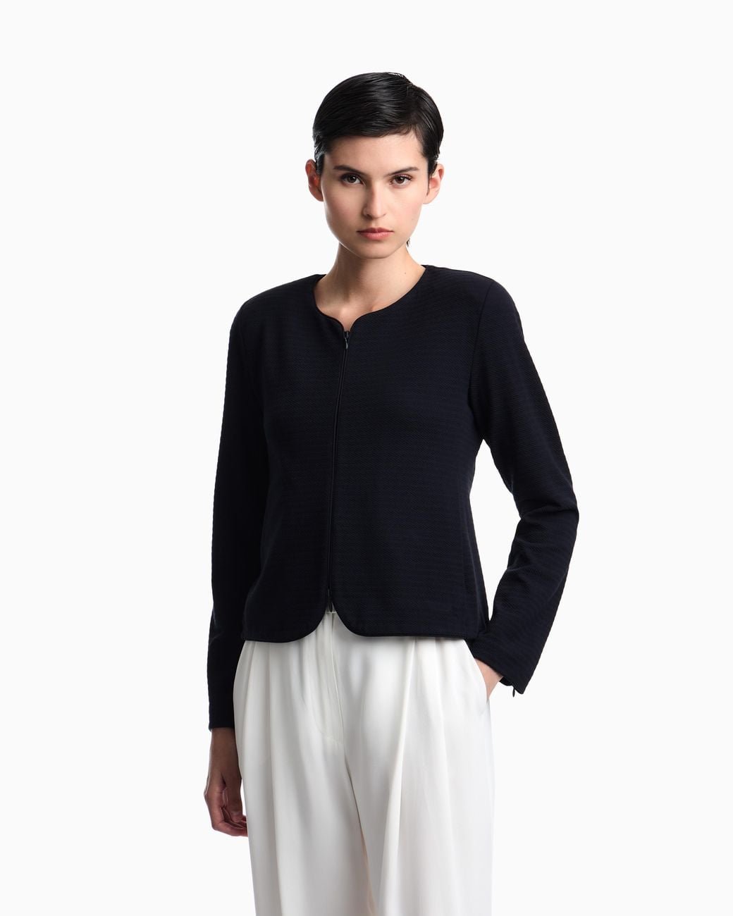 Emporio Armani Blue Slim-Fit Round-Neck Blazer