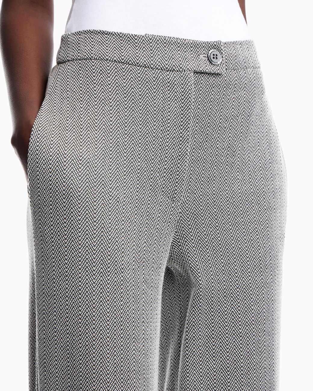 Emporio Armani Gray Trousers Jersey Regular Fit With Chevron Pattern