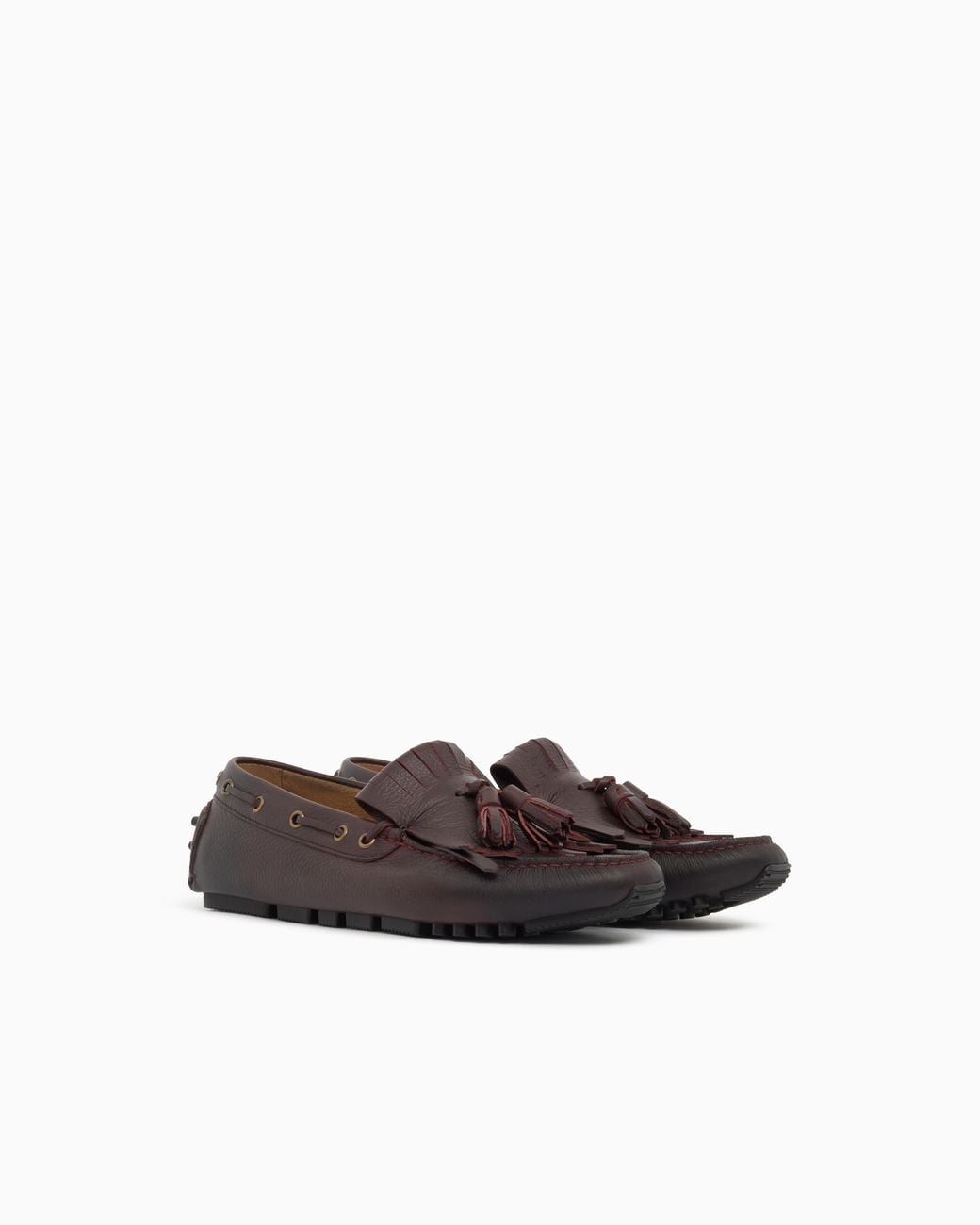 Emporio Armani White Printed Leather Loafers With Tassels And A Rubber Sole for men