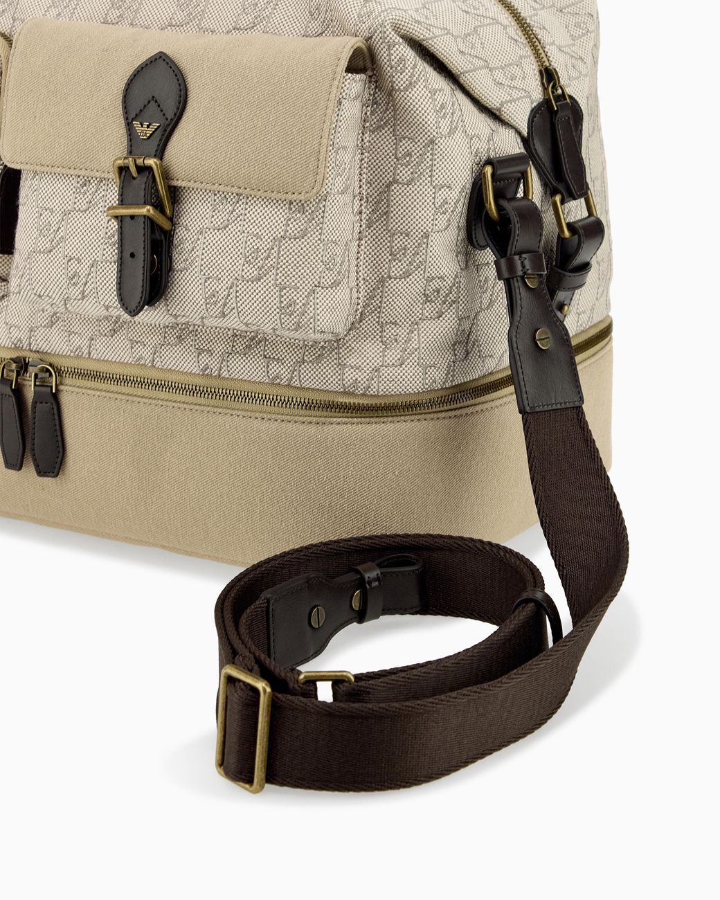 Emporio Armani Natural Holdall With Monogram Front Pockets And Bottom Compartment for men