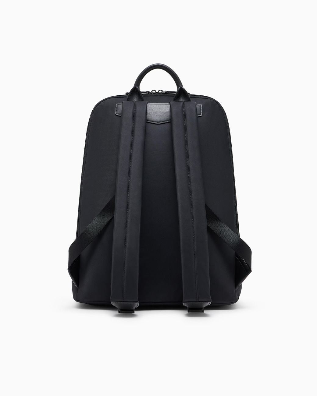 Emporio Armani Black Recycled Nylon Backpack With Zip And Leather Details for men