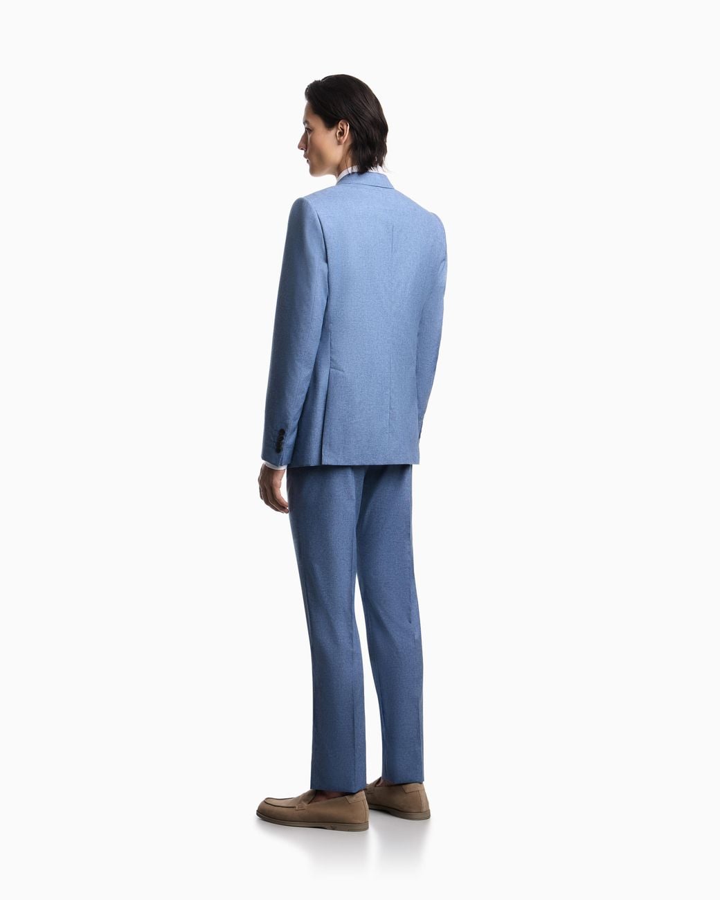 Emporio Armani Blue Light Wool Cloth Single-Breasted Suit With Printed Yarn for men