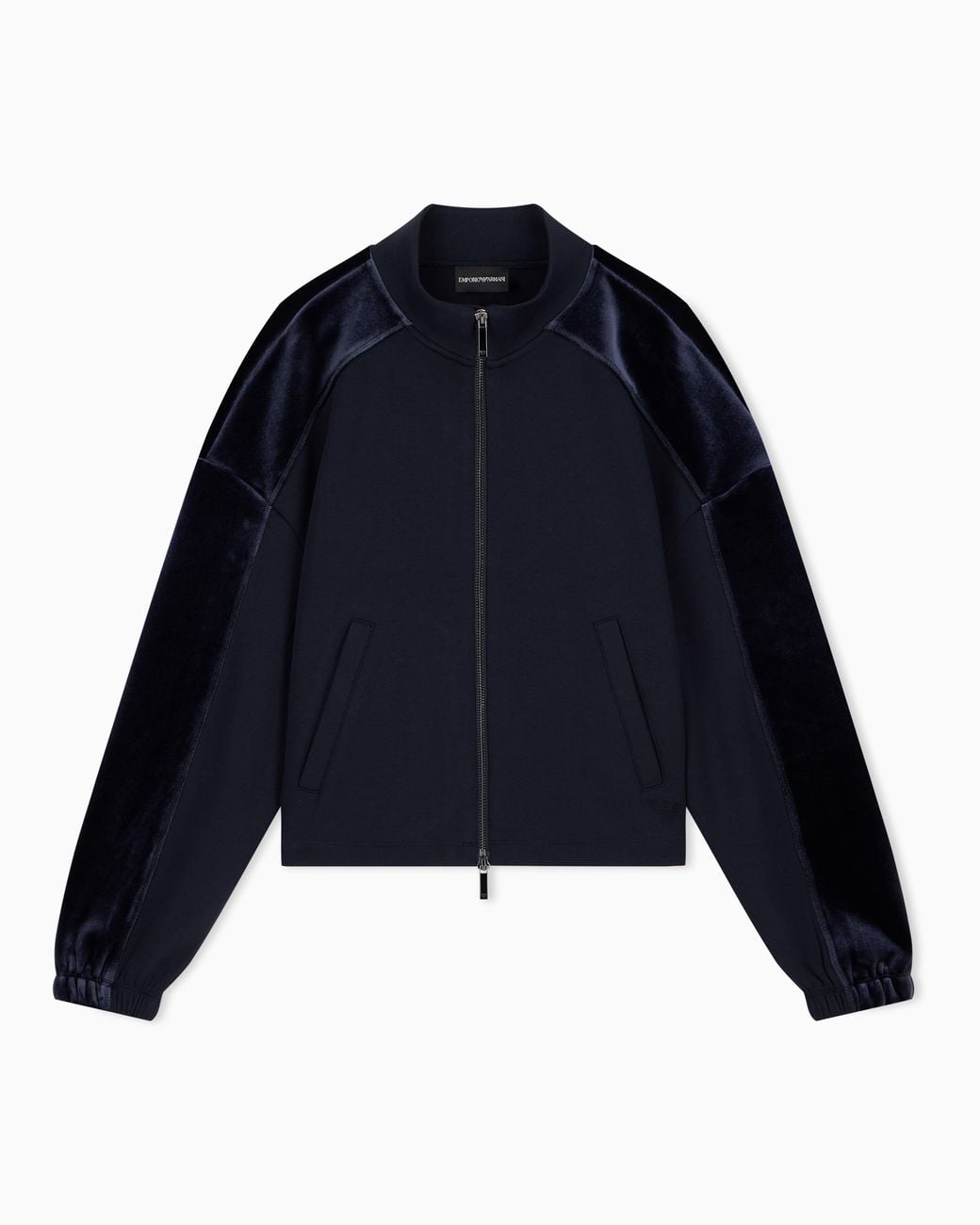 Emporio Armani Blue Double Jersey Blouson With Chenille Tape Travel Essential