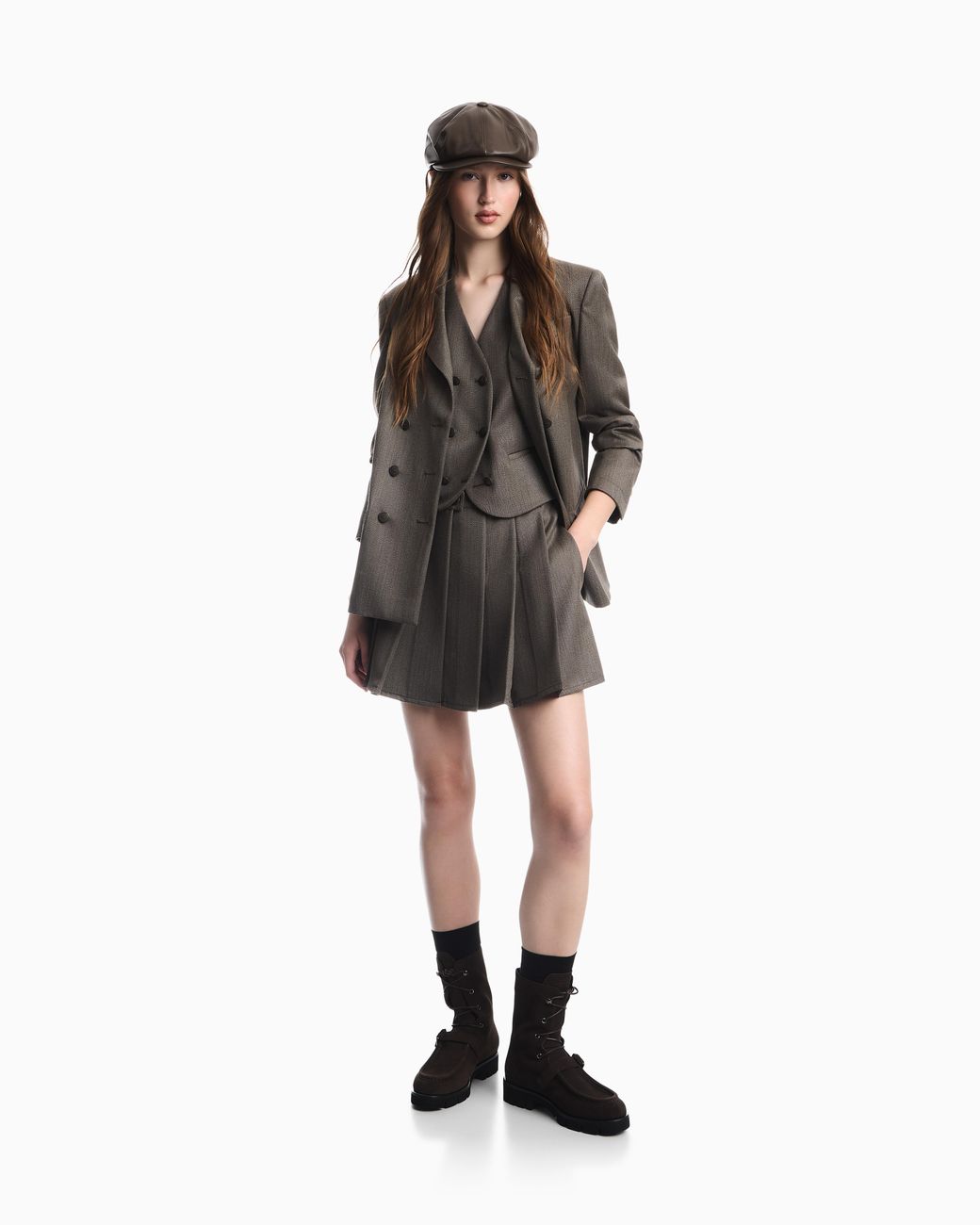 Emporio Armani Gray Pleated Virgin Wool Culottes