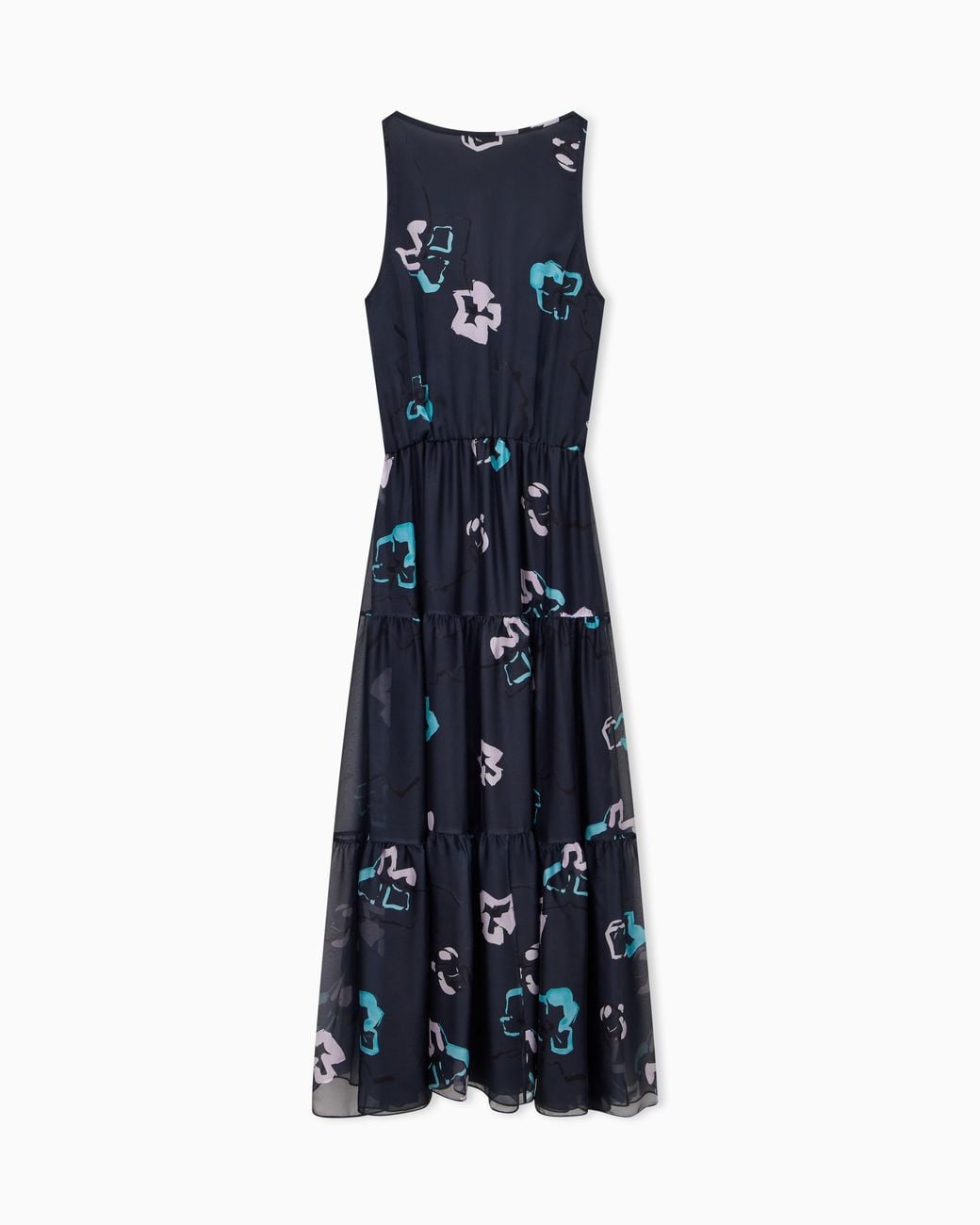 Emporio Armani Blue Tiered Maxi Dress