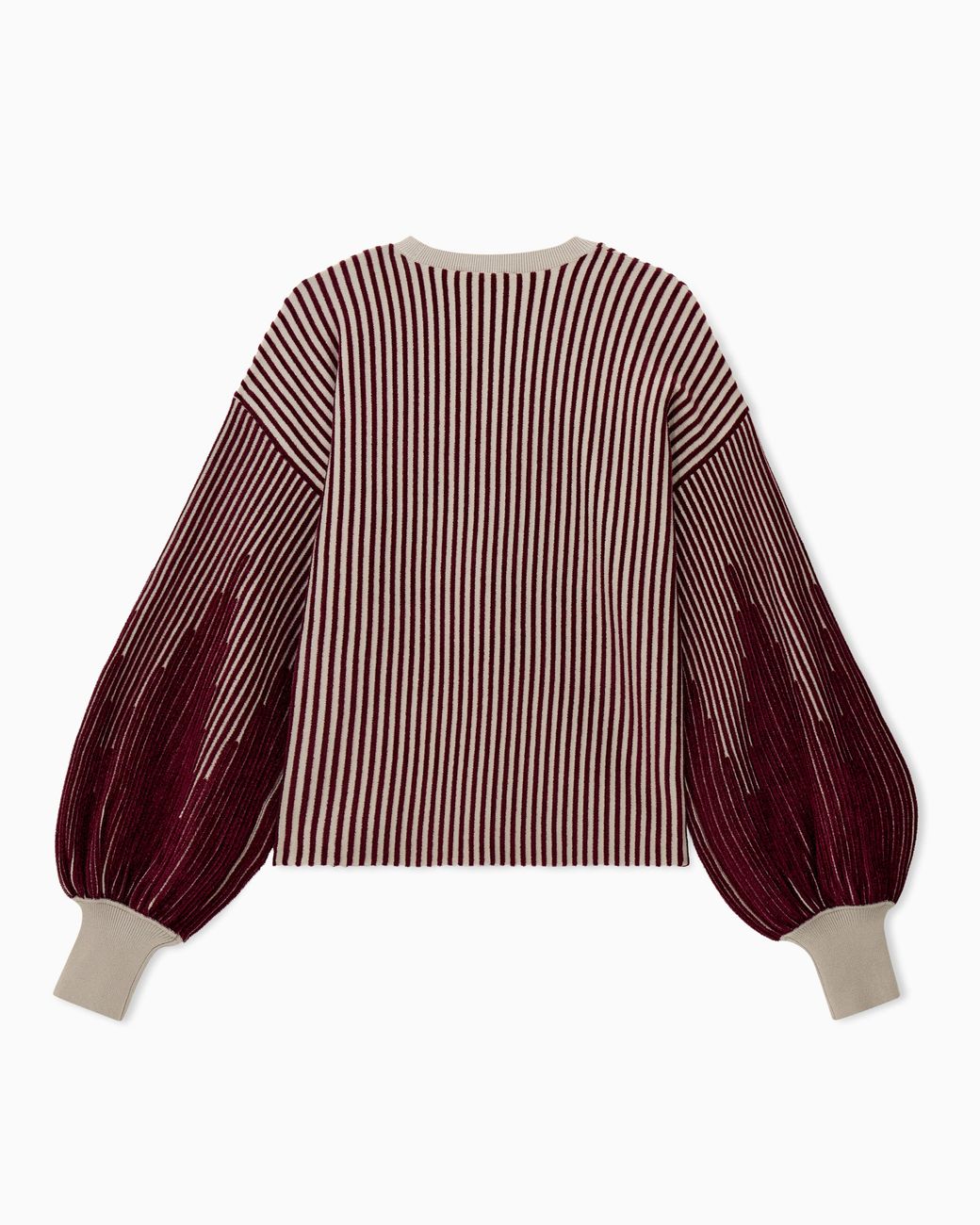 Emporio Armani Red Viscose Pullover With Vertical Stripes And Balloon Sleeves