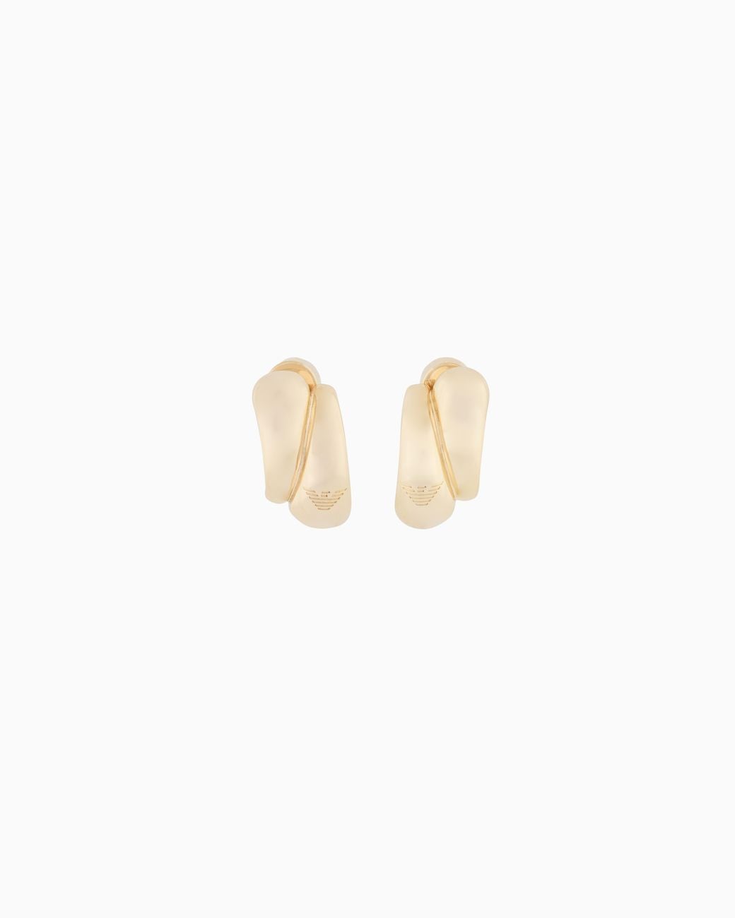 Emporio Armani White Tone Brass Hoop Earrings