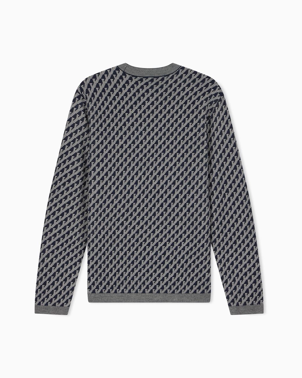 Emporio Armani Gray Jacquard Virgin Wool Sweater With All-Over Logo for men